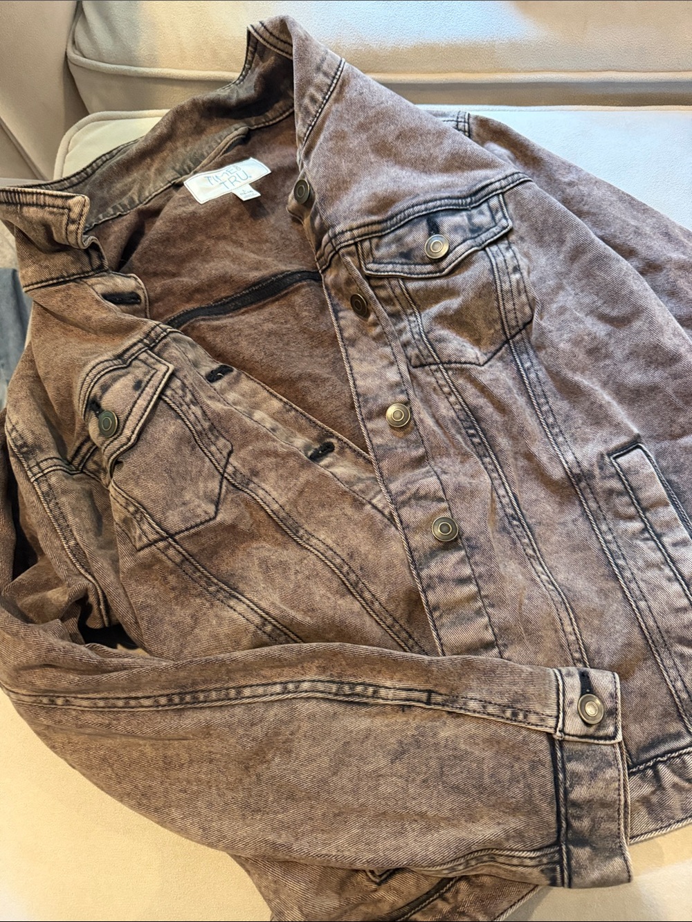 Time and Tru Women's Washed Brown Denim Jacket